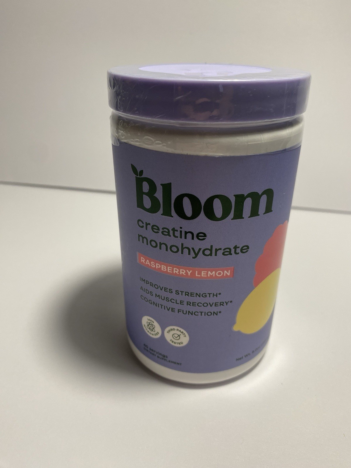 Bloom Nutrition Creatine Monohydrate Powder, Raspberry Lemon Flavor, 40 Servings