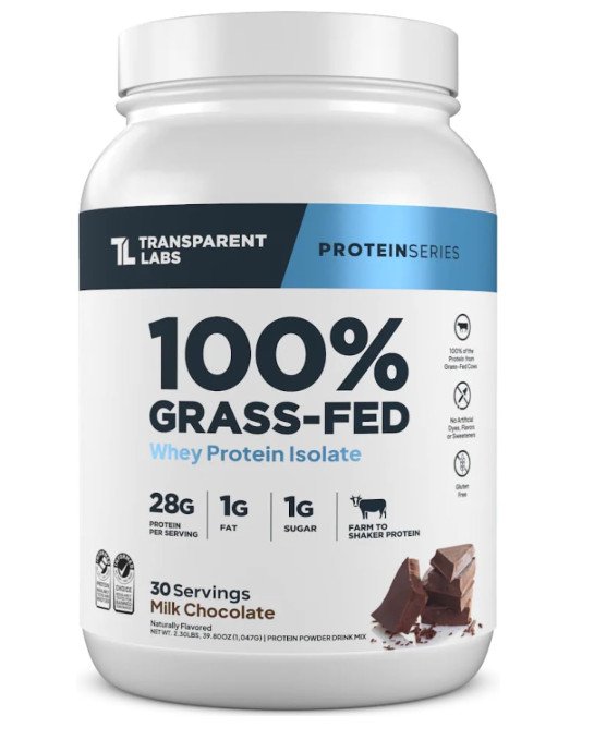 Grass Fed Whey Isolate Milk Chocolate 28g Protein 30Sv Gluten Free