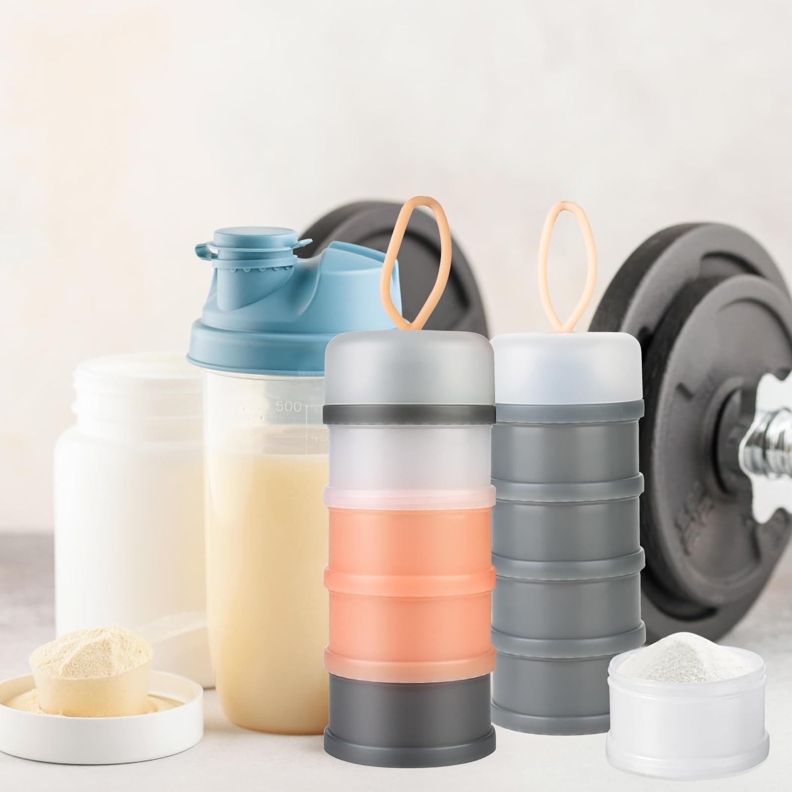 Ysglory 3 Packs Protein Powder Storage Container 4 Stackable Pink,White,Blue
