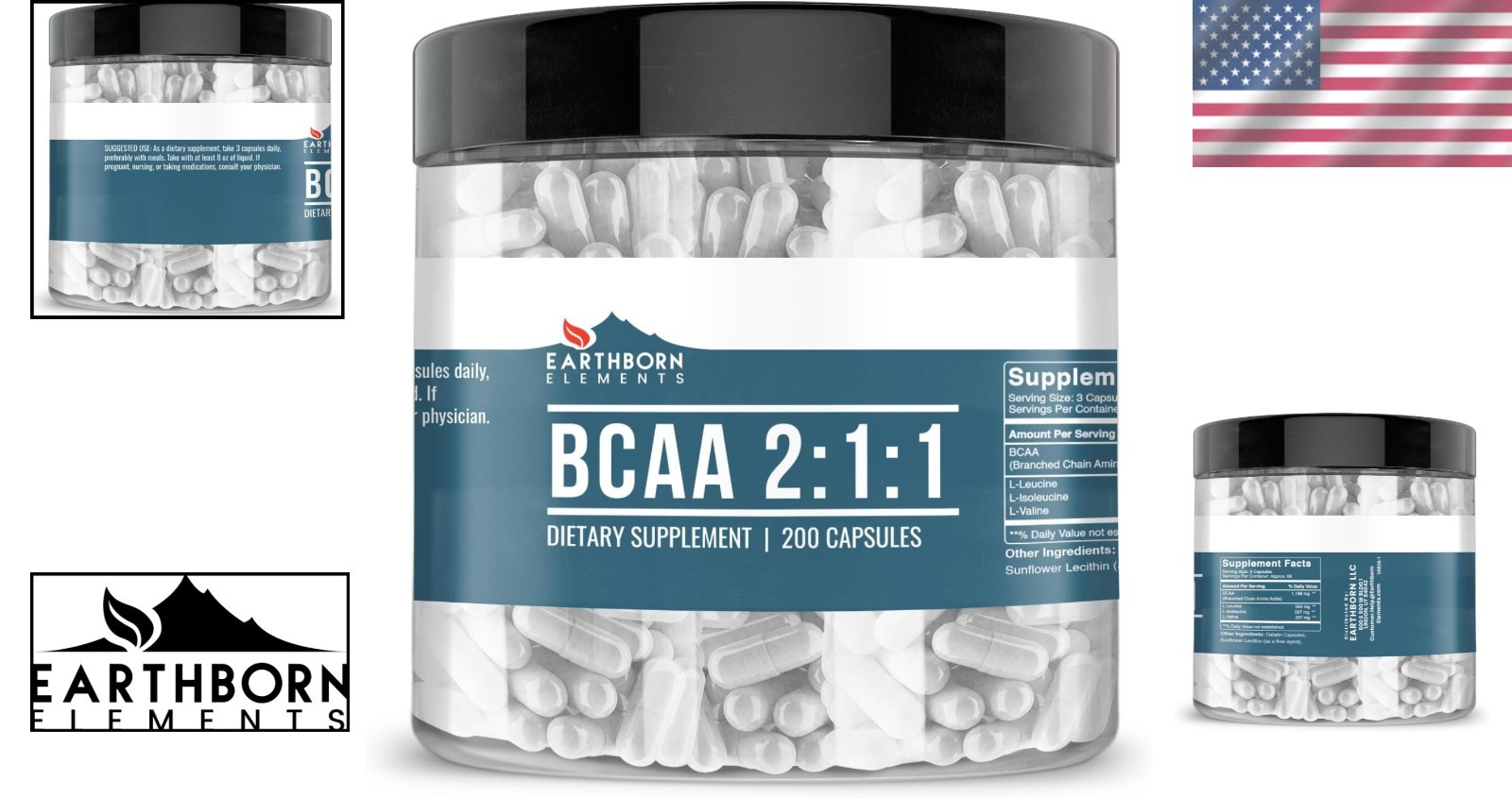BCAA 200 Capsules – Pure & Undiluted 60 Day Supply, No Additives, Gluten-Free