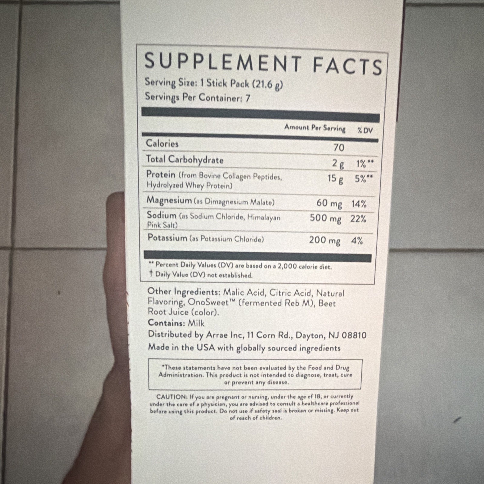 arrae Clear Protein+ Powder Collagen Whey Electrolytes Raspberry Yuzu 7 Packs