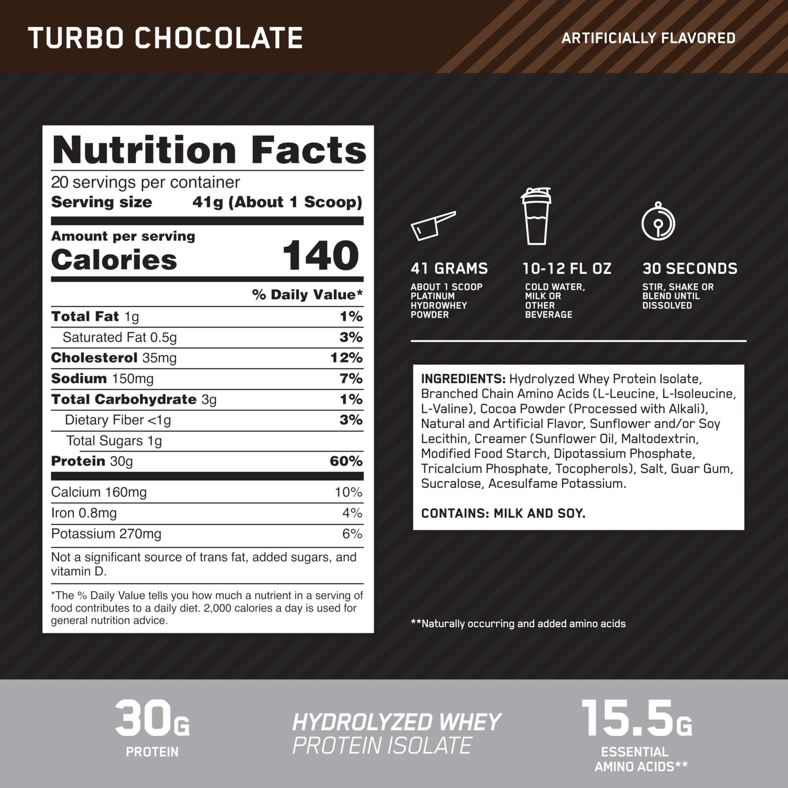 Optimum Nutrition Platinum Hydro Whey Turbo Chocolate 1.75lb Protein – FAST SHIP