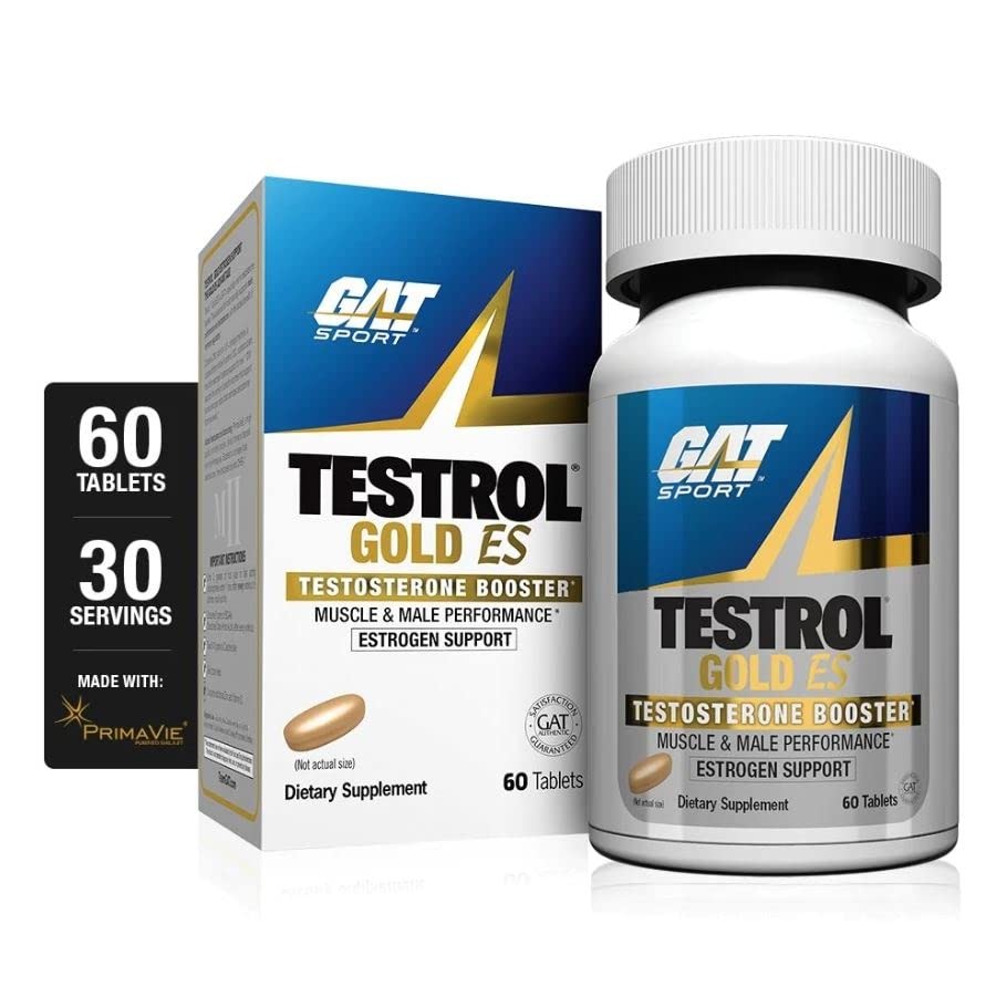 GAT SPORT Testrol Gold ES, Tribulus, DIM, Zinc, 60 Count (Pack of 1), Blue