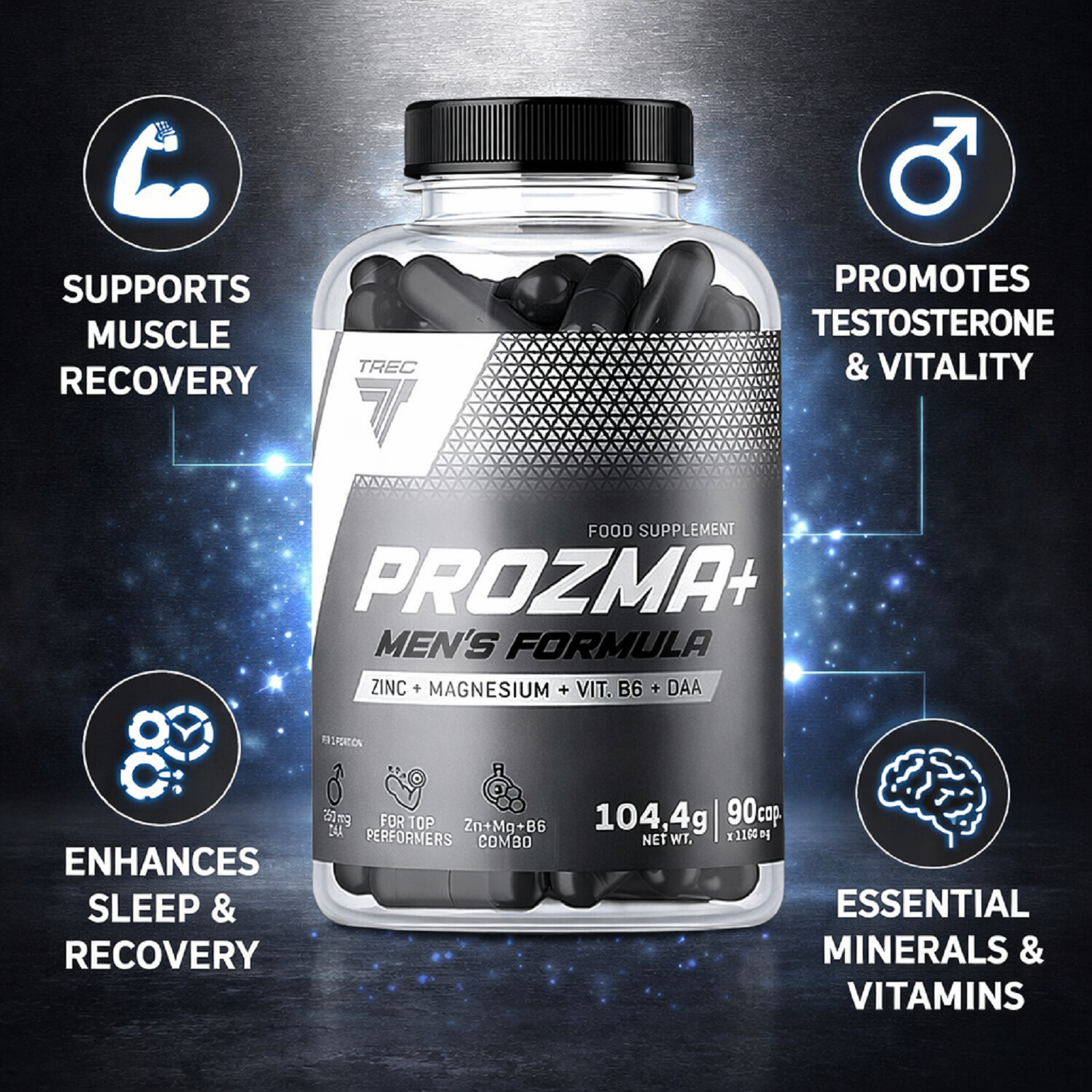 TREC PROZMA+ Nacht Testosteron Booster unterstützt die Regeneration Libido – DAA
