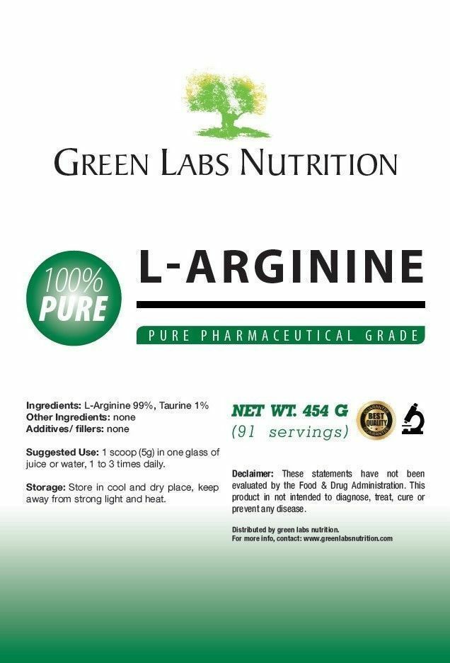 L-Arginine free form Powder 454g Nitric Oxide Precursor