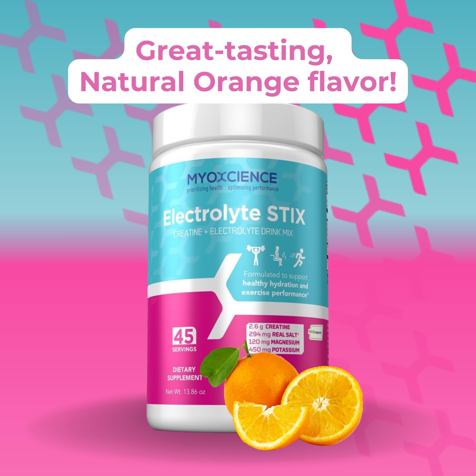MYOXCIENCE Electrolyte STIX | Creatine Powder | Recovery 45 Count