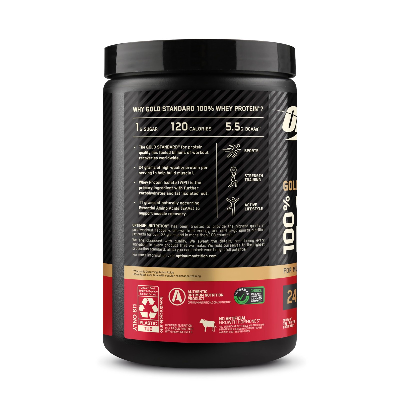 Optimum Nutrition Gold Standard 100 Whey Protein Powder, Vanilla Ice Cream, 0…
