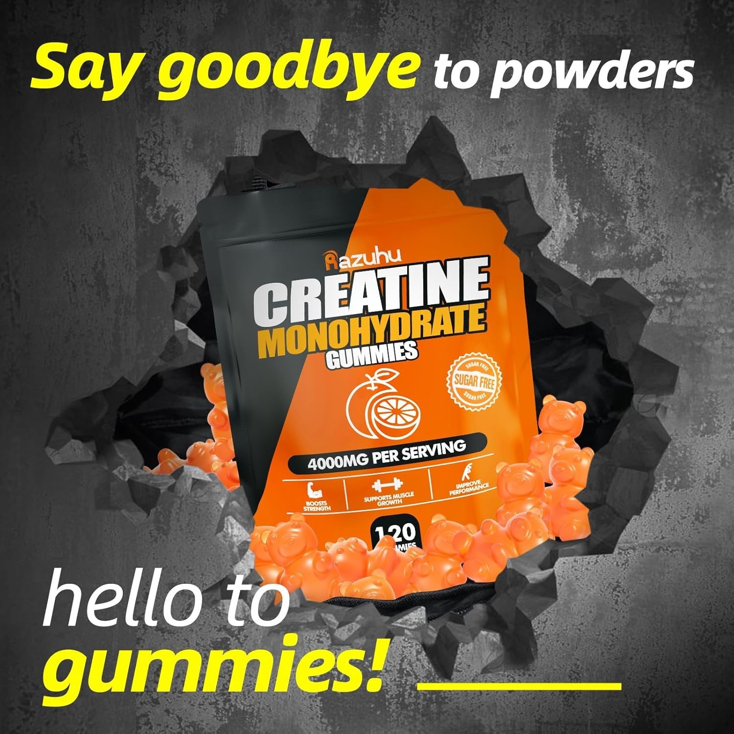 Creatine Monohydrate Gummies for Men & Women – 4g Creatine Per Serving, Sugar Fr
