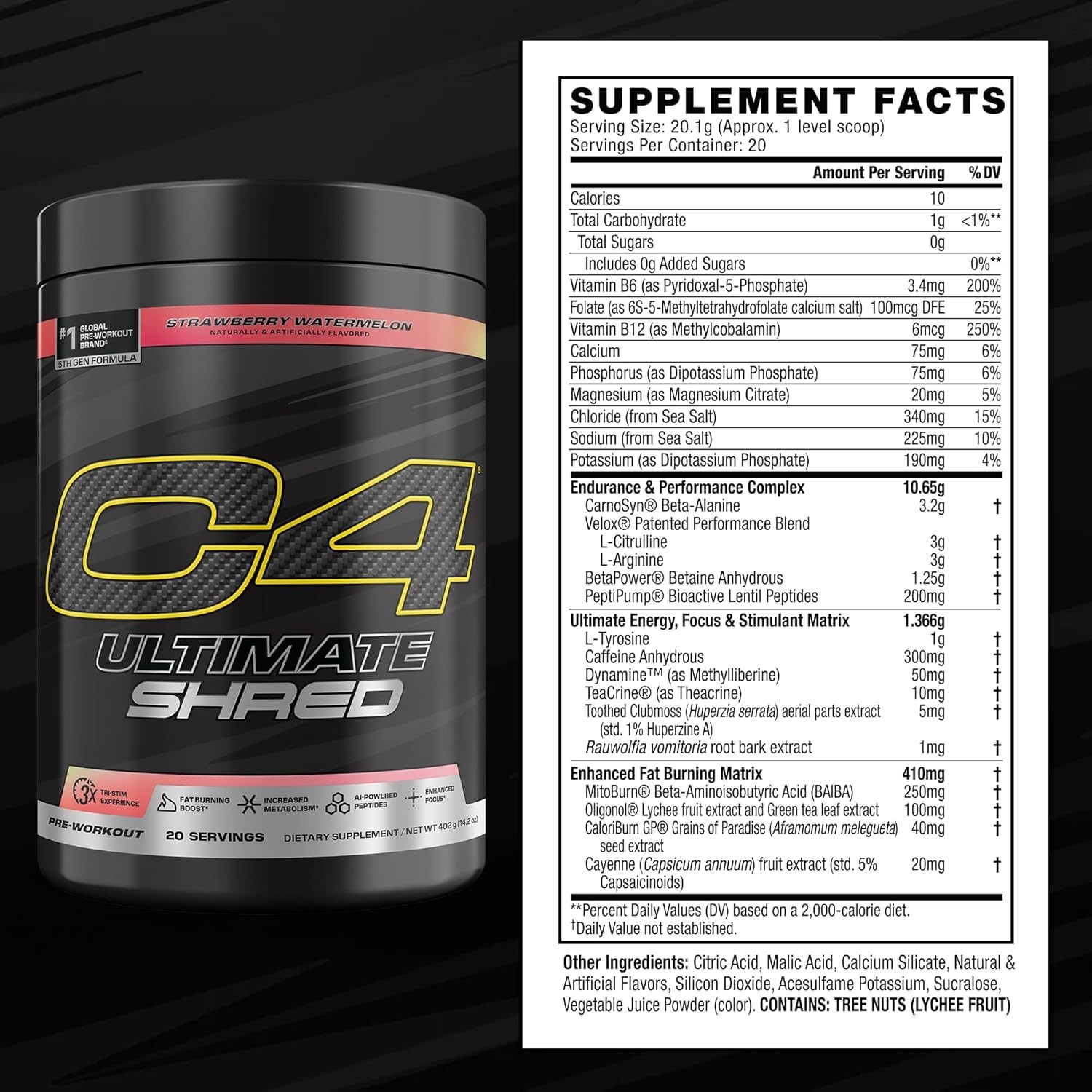 Cellucor C4 Ultimate Shred Pre Workout Powder, Fat Burner for Men Women, Wei…