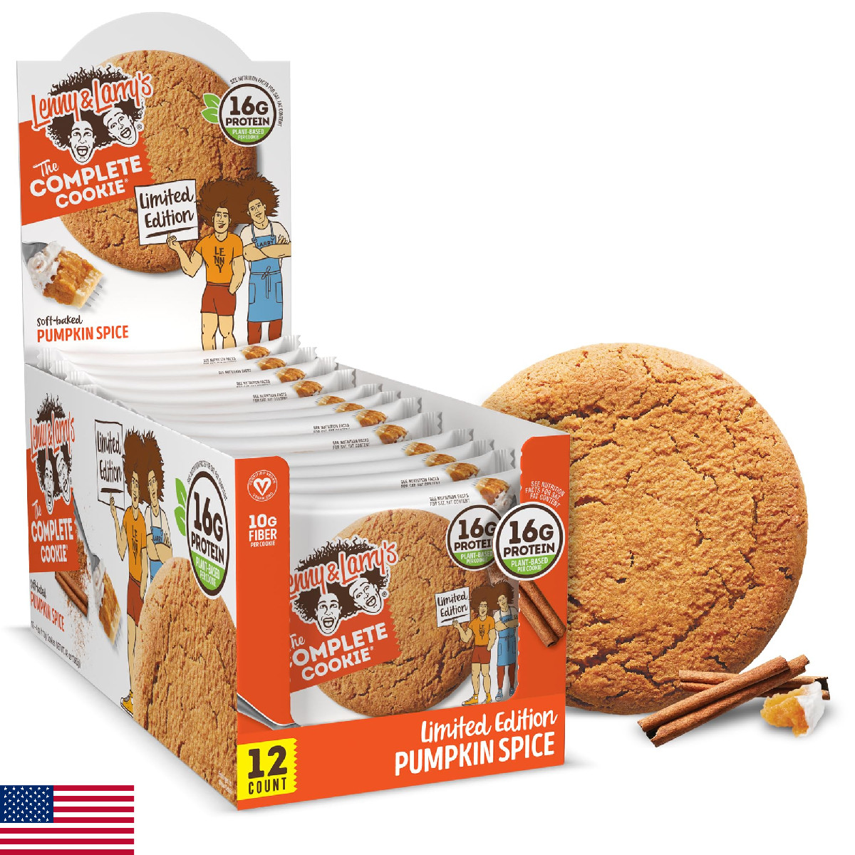 Lenny & Larry’s Complete Protein Cookie Pumpkin Spice Chewy Soft Baked 16g Plant