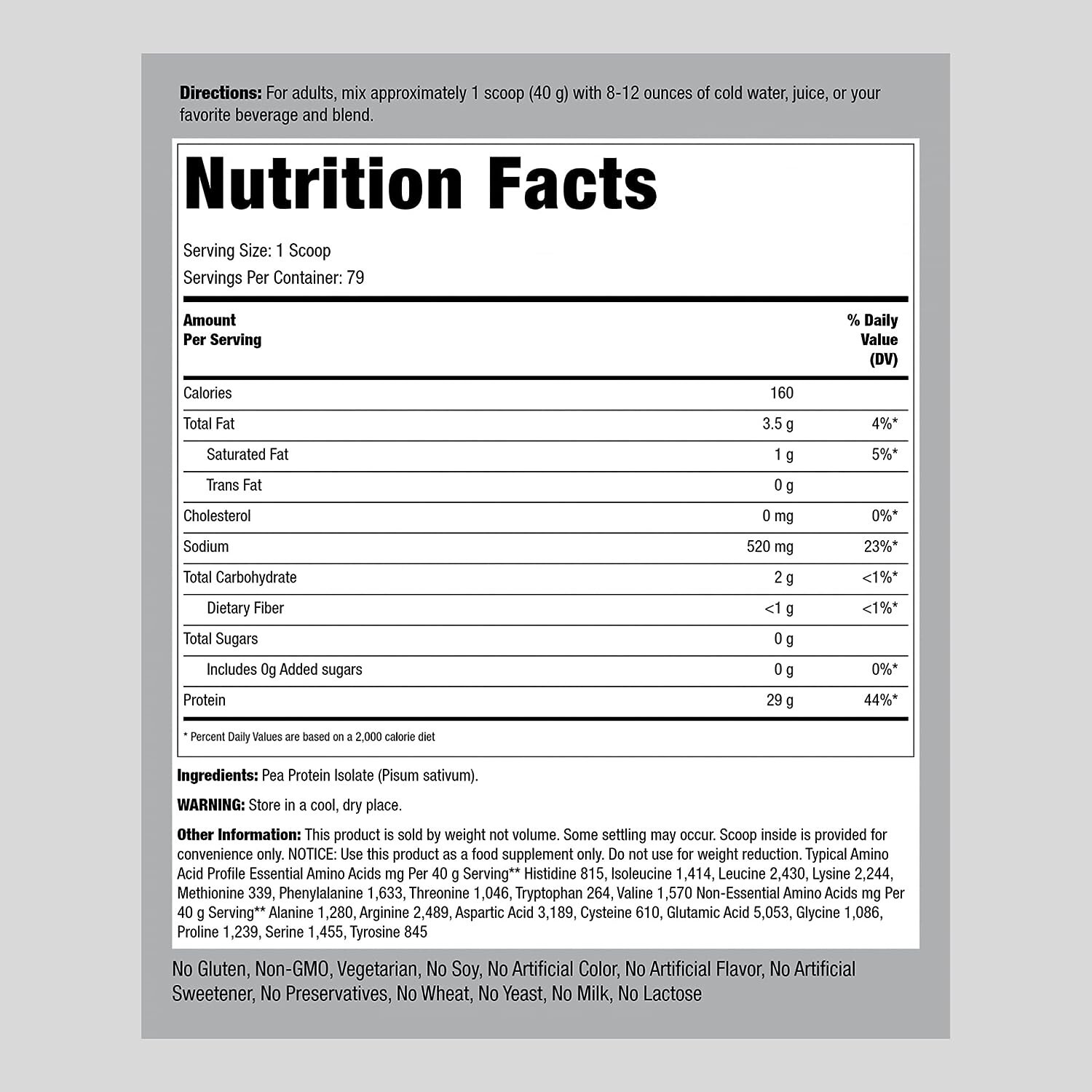 Unflavored Vegan Pea Protein Powder 7lb | Premium Protein | Non-GMO, Gluten Free