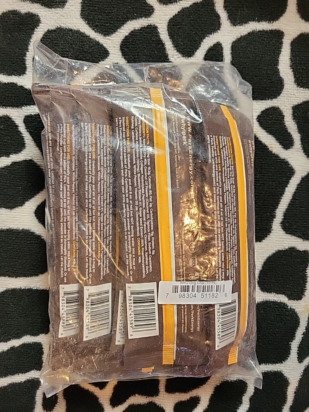 Perk Energy Original Chai Latte Flavor 10 Servings Singles
