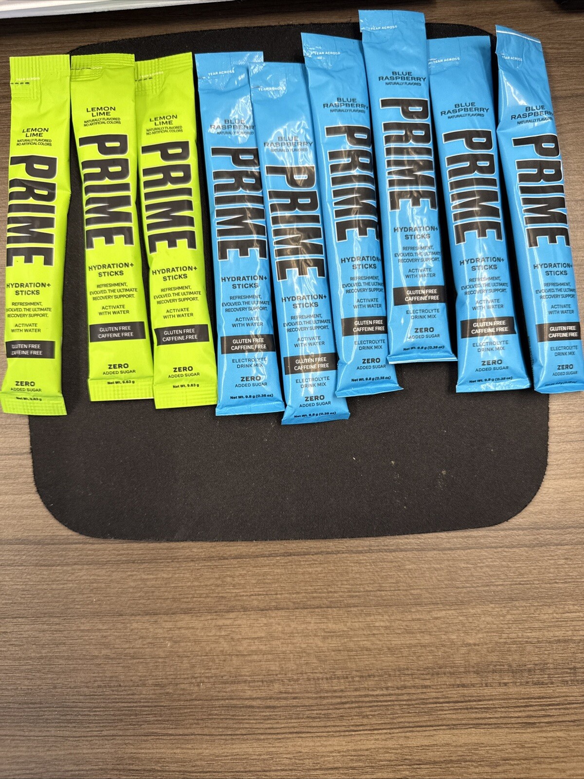 PRIME HYDRATION DRINK sticks 6 BLUE RASPBERRY & 3 Lemon Lime 9 packets