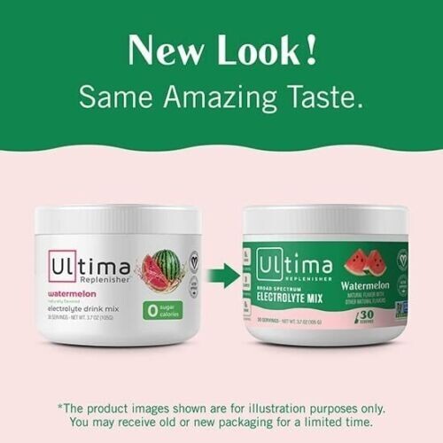 Ultima Replenisher Electrolyte Hydration Powder 30 Servings Watermelon 3.7 oz