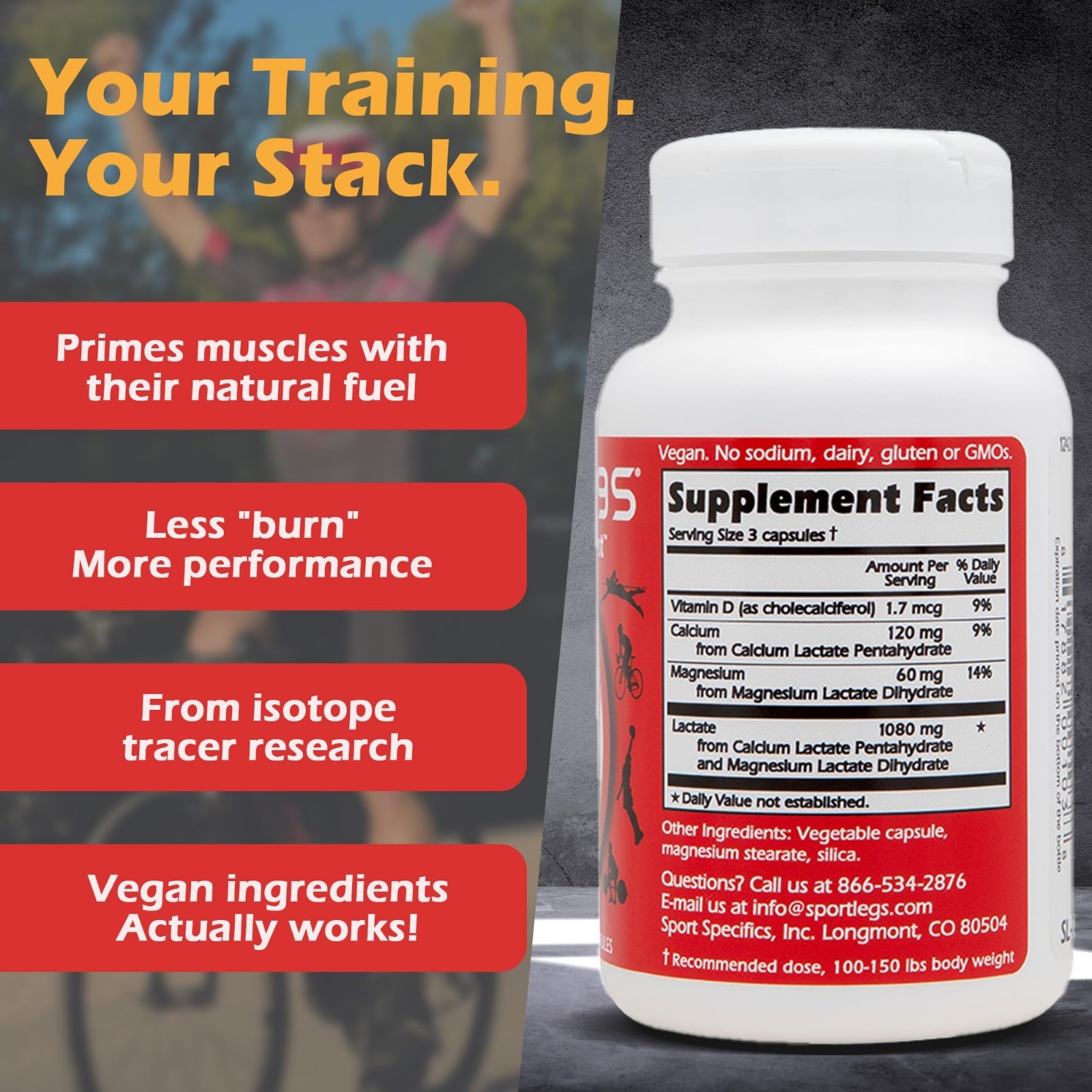 Lactate Fuel Pre-Workout Aid, 120 Count | Boost Endurance for Running & Cycling,
