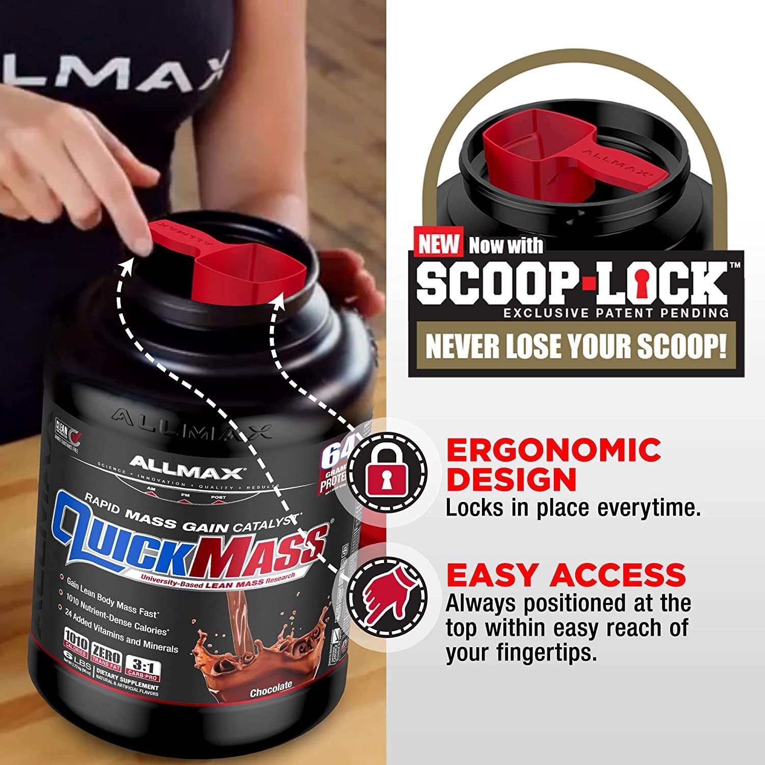 Allmax Quickmass Chocolate Weight Gain Powder Supplement 3.5 LBS, Exp:27JN
