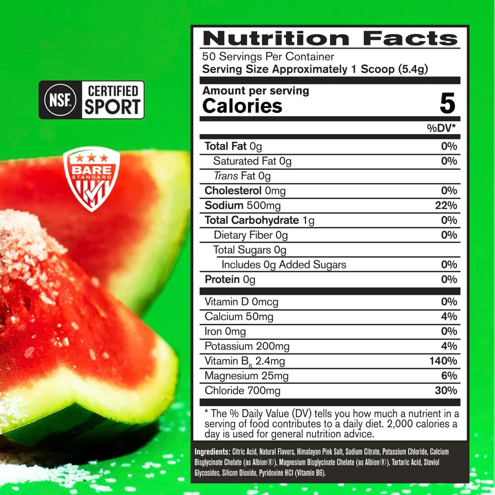 Electrolyte Hydration Drink Mix | Sugar-Free Powder | 500mg Sodium/Serving | Sal
