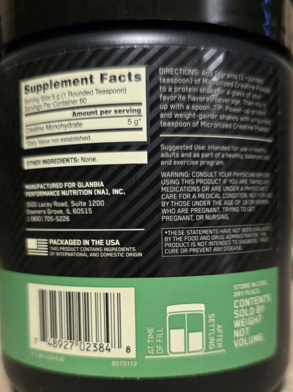 4-PACK Optimum Nutrition, Micronized Creatine Powder, Unflavored 60 Servings