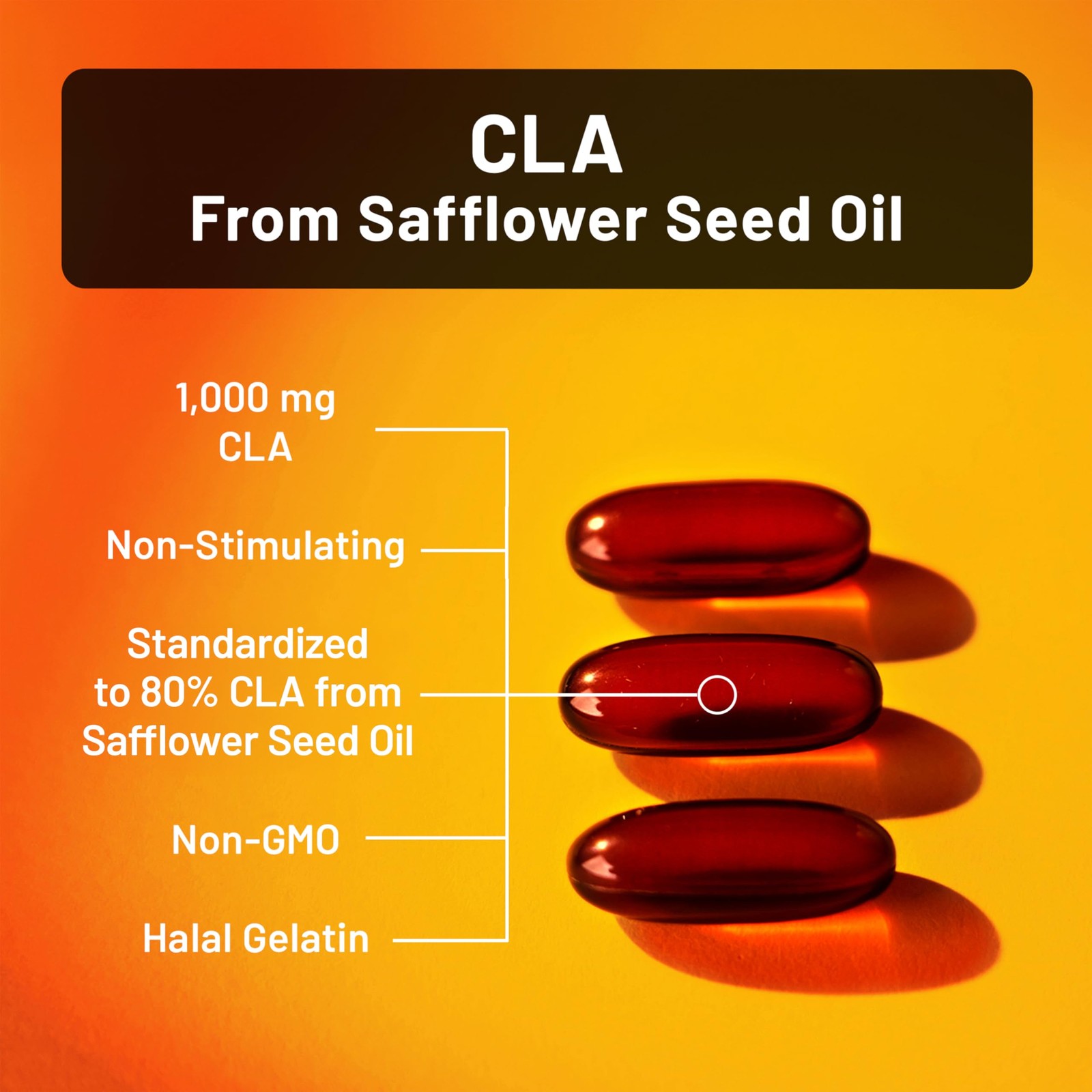 CLA 1250 Conjugated Linoleic Acid Supplement 90 Softgels Non-GMO Gluten Free