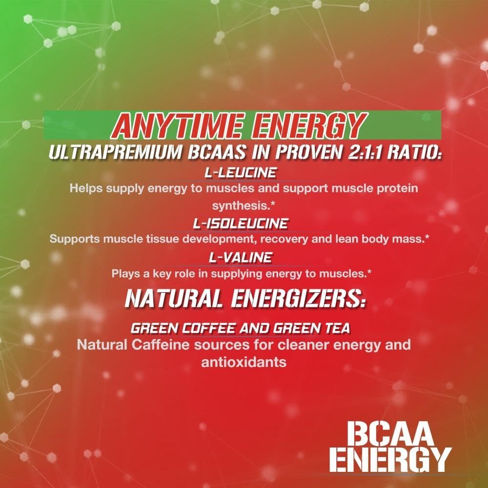 EVL BCAA Energy Cherry Limeade 30 Servings Preworkout Amino Acid Supplement