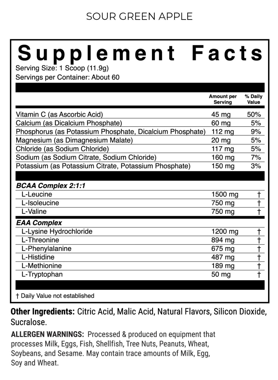 1st Phorm EAA Essential Amino Acids Sour Green Apple 60 Servings Sealed New
