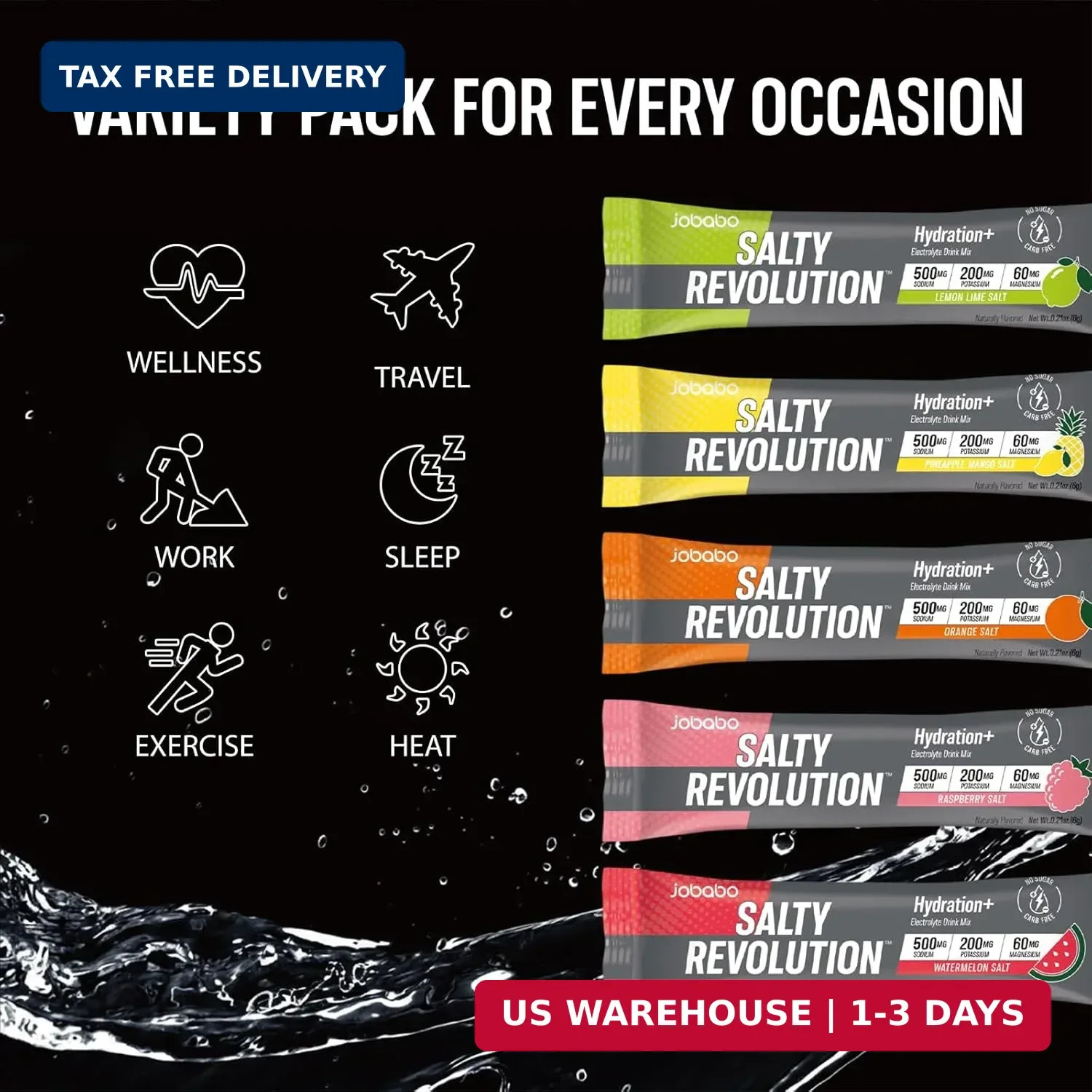 Salty Revolution Electrolytes Powder Packets | Keto, Energy & Sports Hydration S