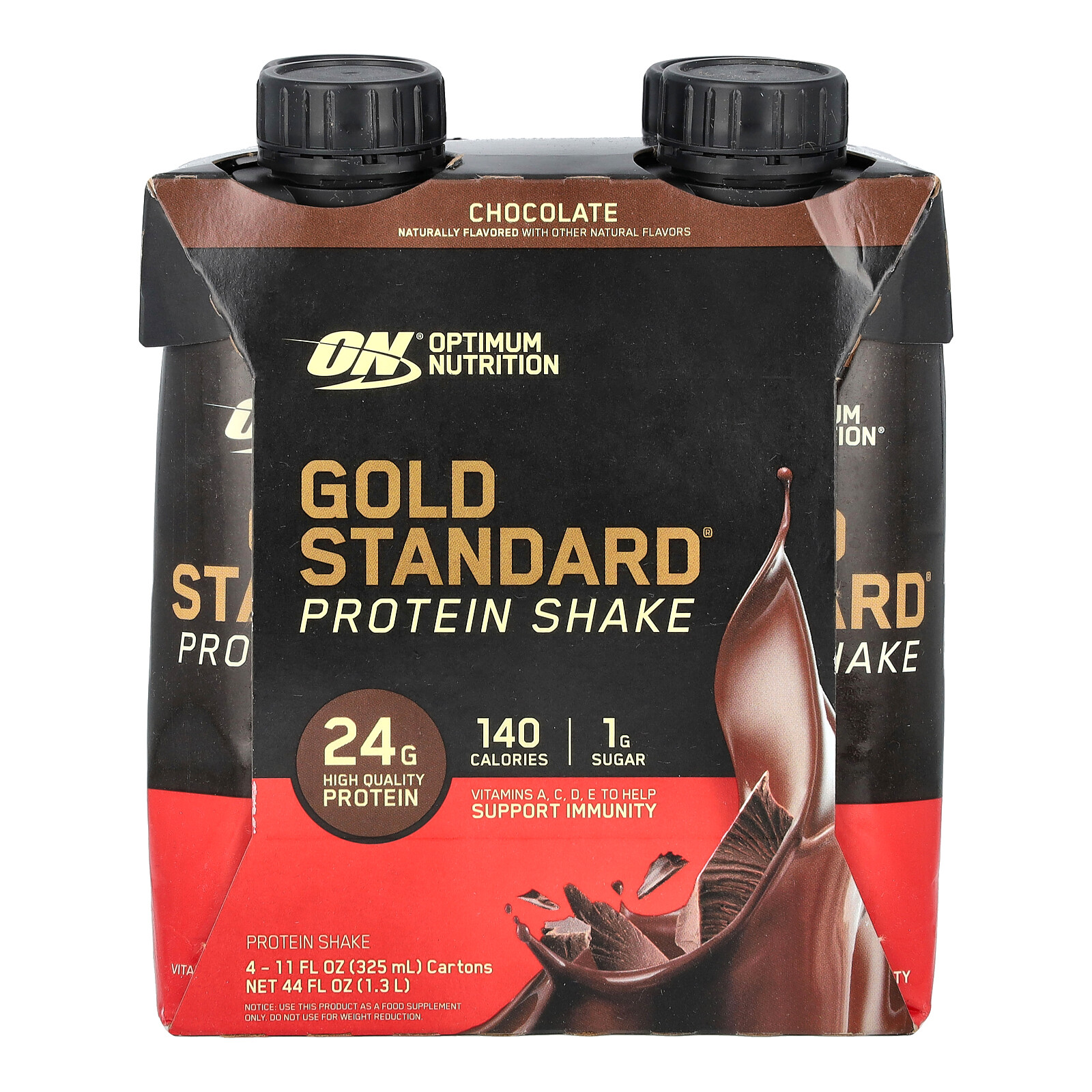 Gold Standard Protein Shake, Chocolate, 4 Cartons, 11 fl oz (325 ml) Each