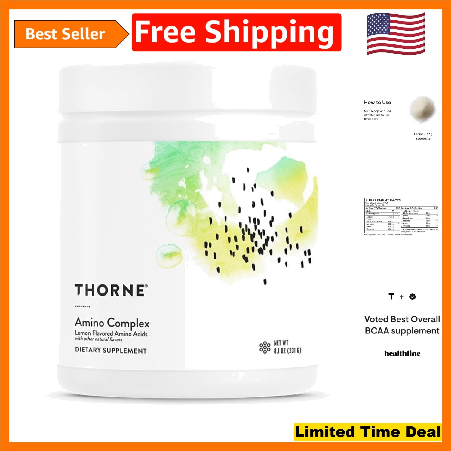 Amino Complex EAA & BCAA Powder – Lemon Flavor, 30 Servings for Peak Performance