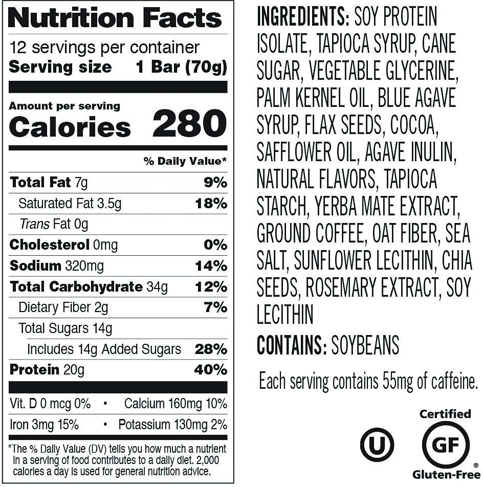 ProBar Protein Bar Coffee Crunch with 55mg of Caffeine Box of 12 20g Protein
