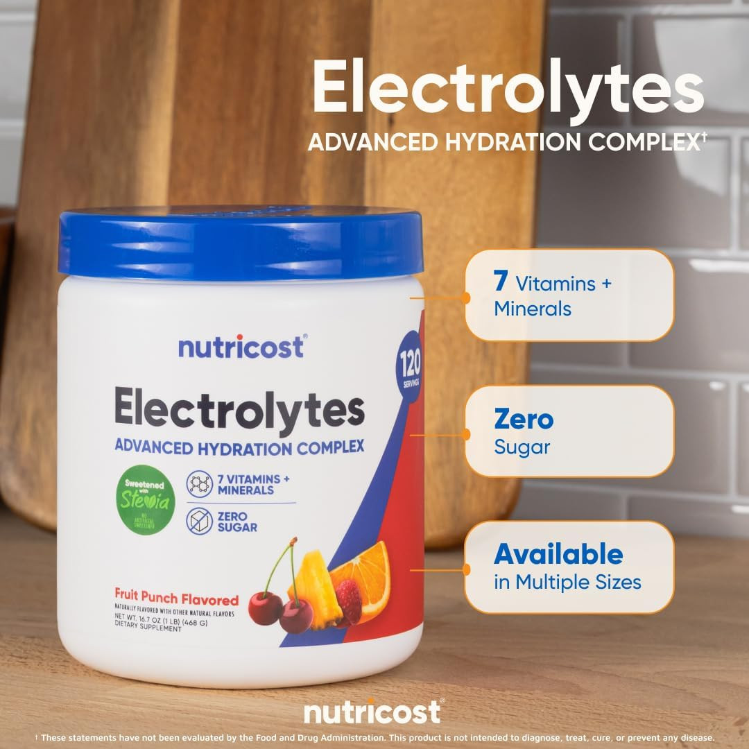 Polvo de electrolitos, hidratación con 7 vitaminas y minerales, 120 porciones