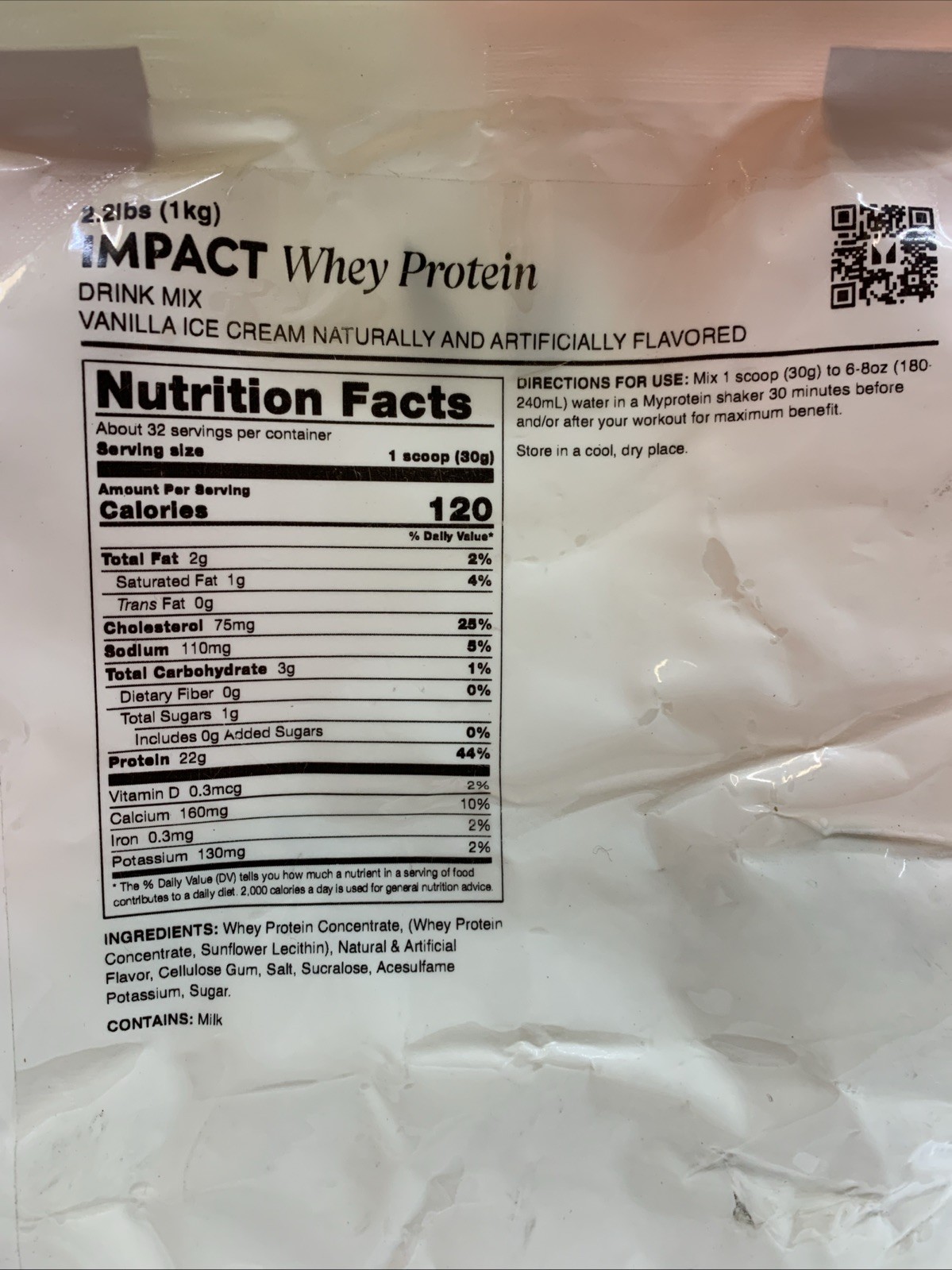MyProtein Impact Whey Protein 2.2 Lbs Vanilla Ice Cream Drink Mix for Muscle