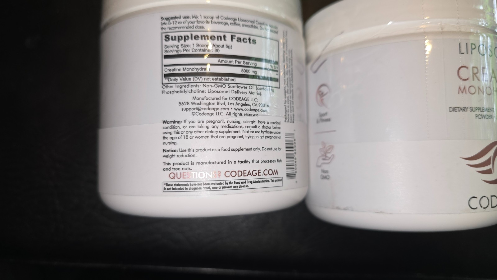 2 Pack CODEAGE Liposomal Creatine Monohydrate 30 Servings Powder Exp 03/27