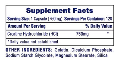 Hi Tech Creatine HCL 750mg 120 Caps Increases Strength and Size Stimulates ATP