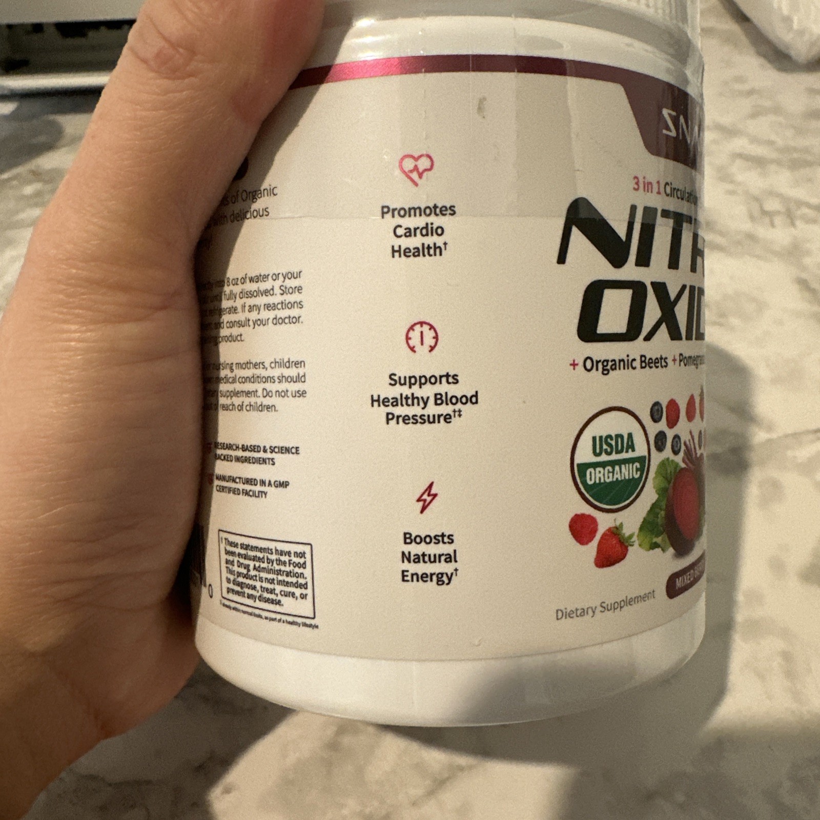 Snap Nitric Oxide 3 in 1 Circulation Superfood Mixed Berry 8.8 Ox