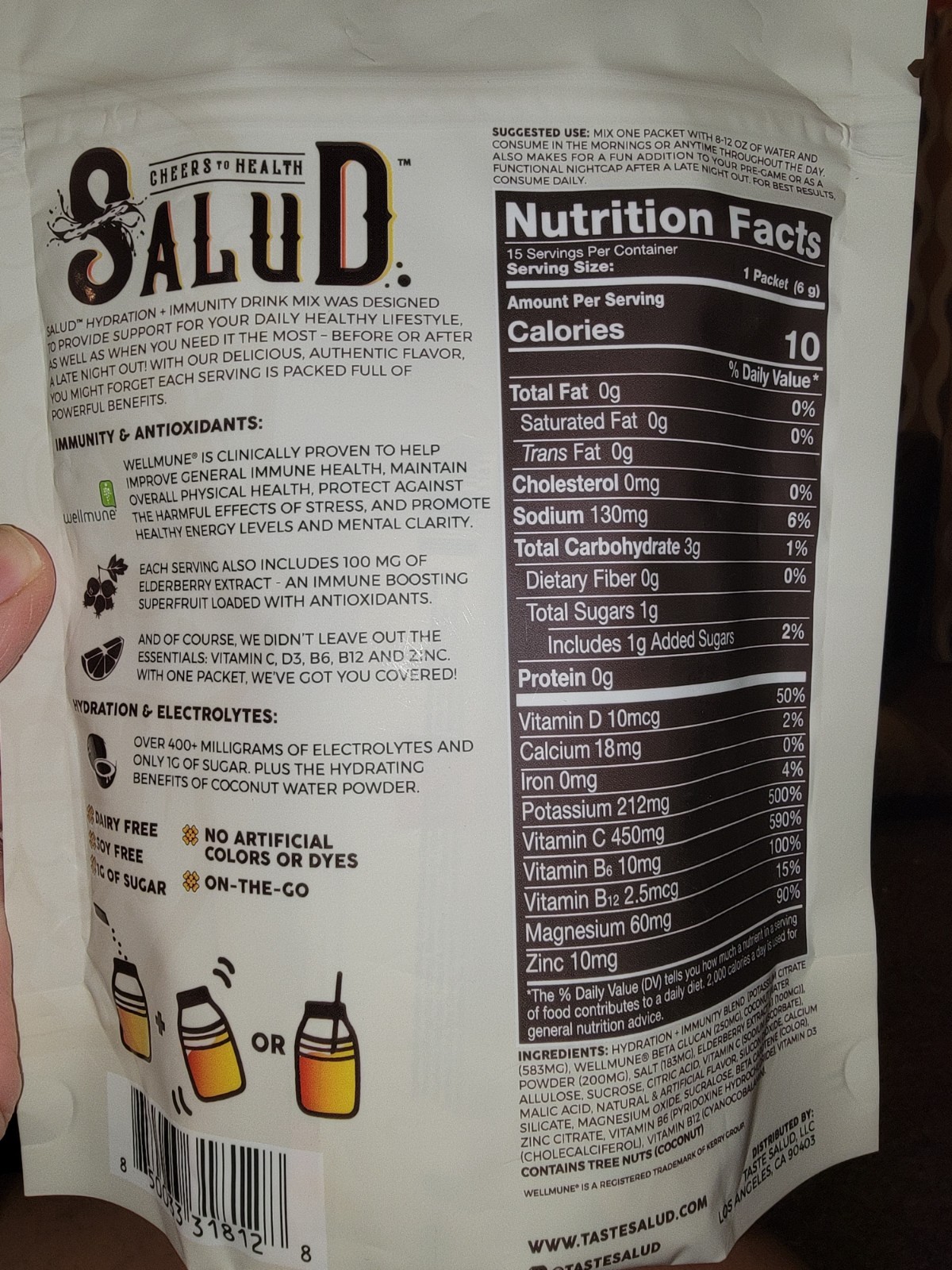 Salud Hydration & Immunity Drink Mix Comes With 15 Servings Flavor Mango