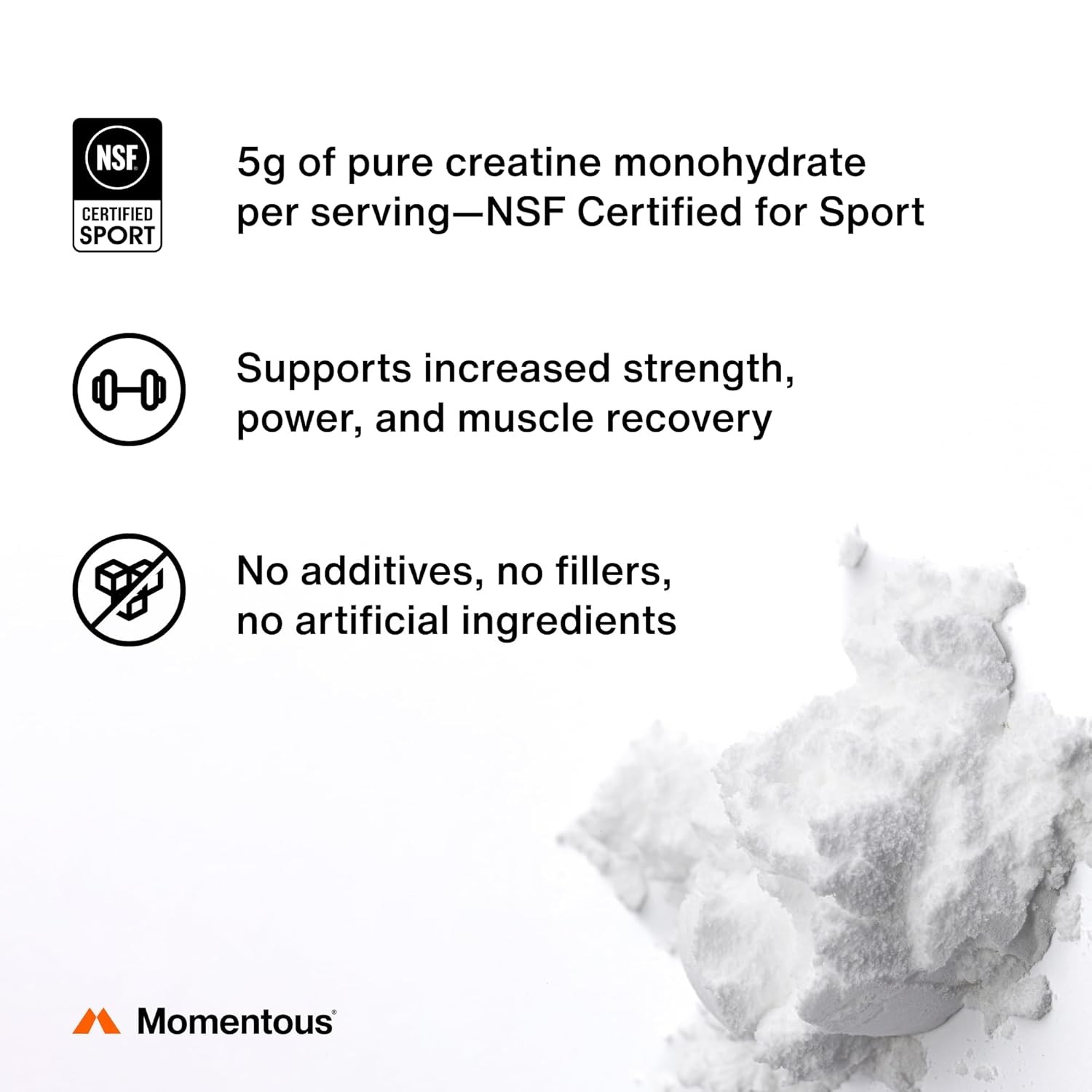 Momentous Creatine Monohydrate Powder – Creatine Powder – Supports Strength, Lea