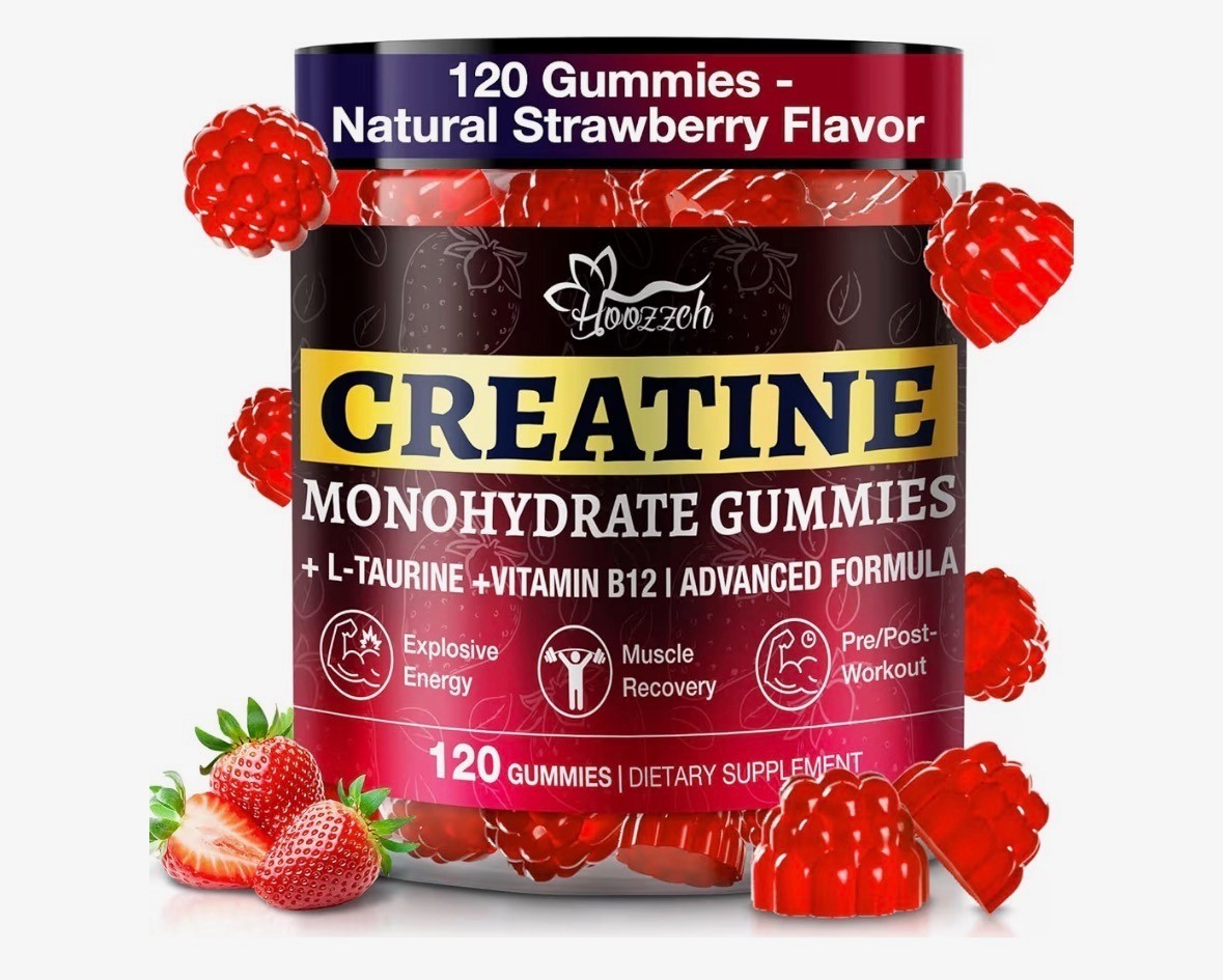 Loozzeh Creatine Monohydrate Gummies Strawberry 120 Count Exp 01/21/2028