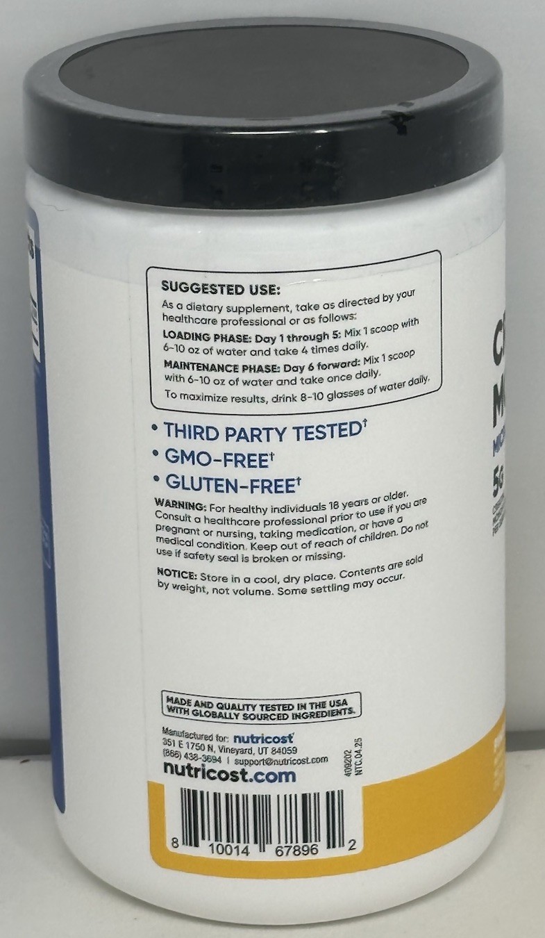 Nutricost Micronized Creatine Monohydrate Powder Pineapple Mango 500g Exp 6/2028