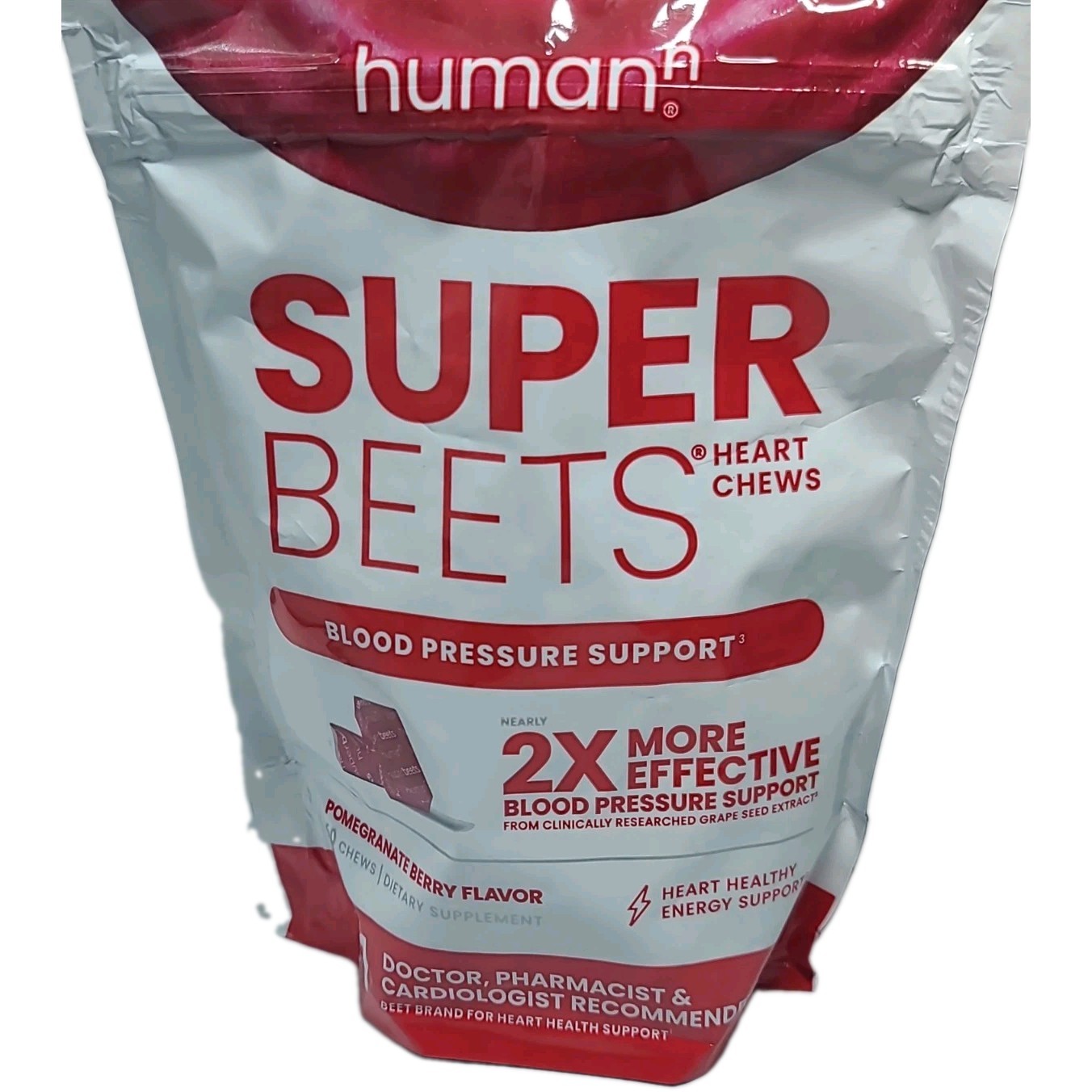HumanN – SUPER BEETS HEART CHEWS, Pomegranate, 60 COUNT, New & Sealed, EXP 01/27