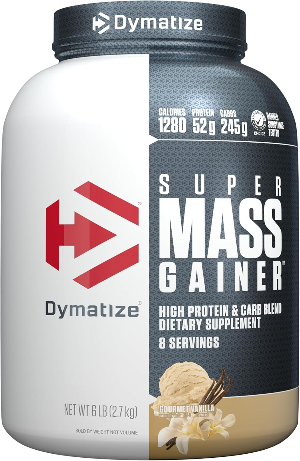 Dymatize Super Mass Gainer Protein Powder, Gourmet Vanilla, 52G Protein, 1G Crea