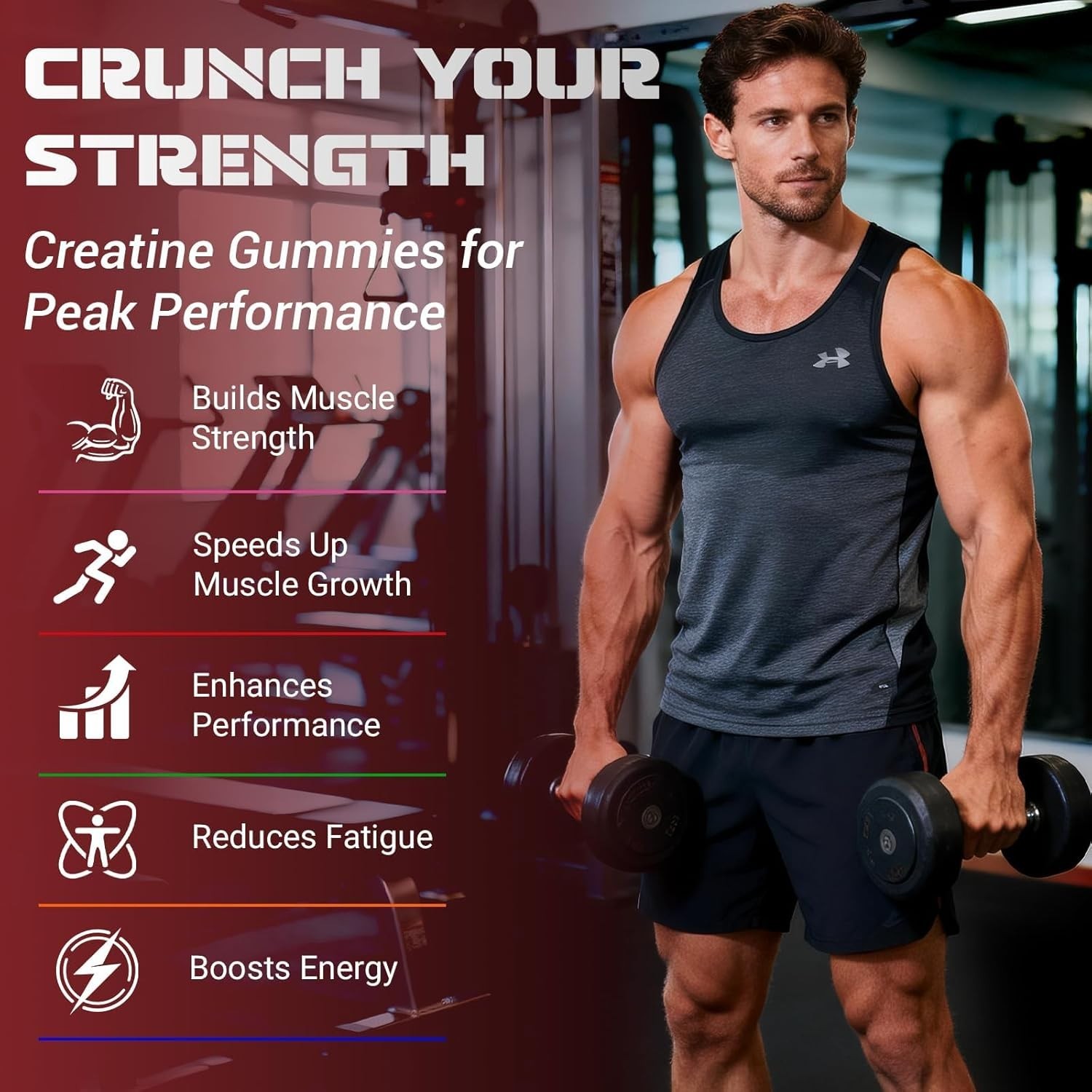 Creatine Monohydrate Gummies for Men & Women, Sugar Free, Vegan, (120 Gummies)