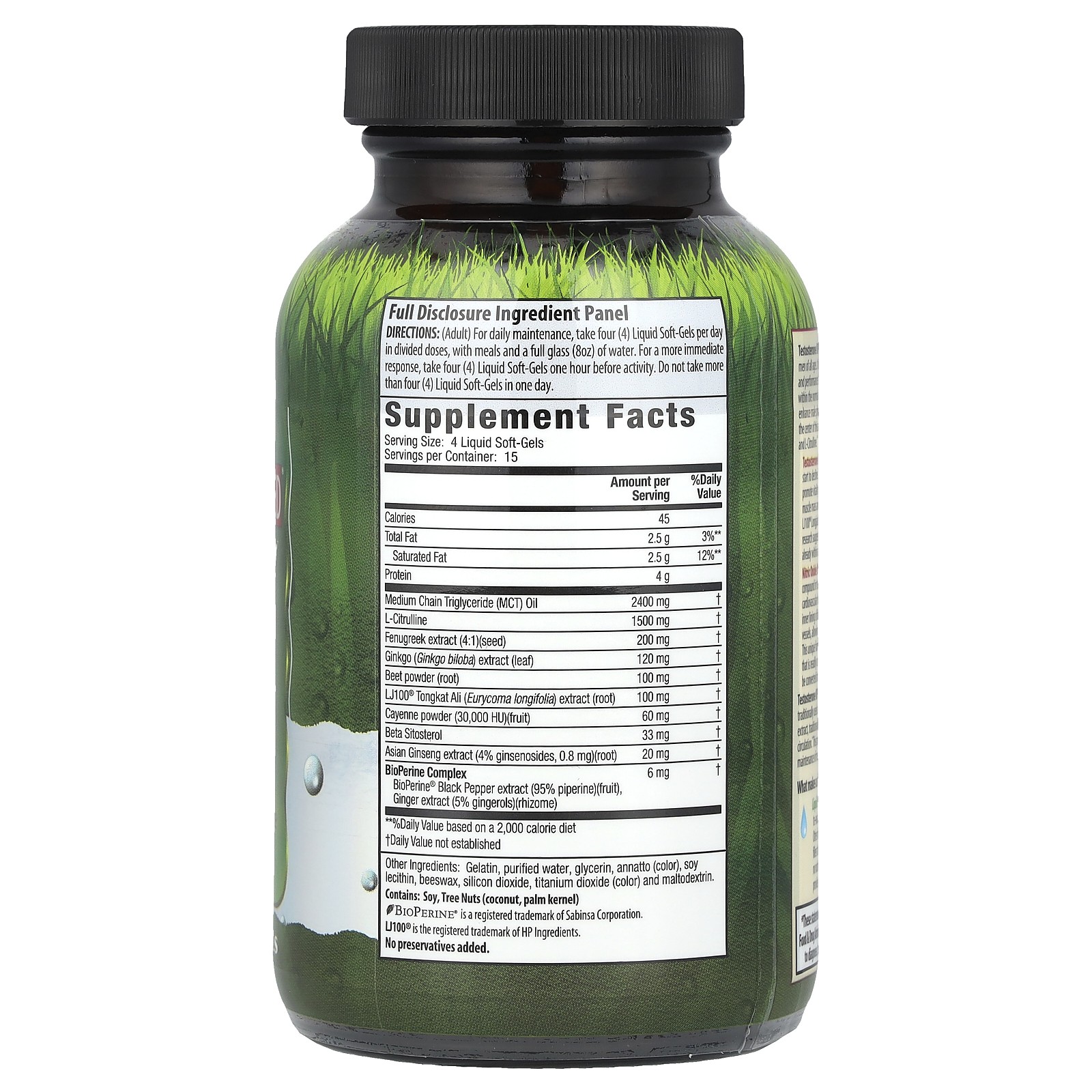 Testosterone UP RED with Nitric Oxide Booster, 60 Liquid Soft-Gels