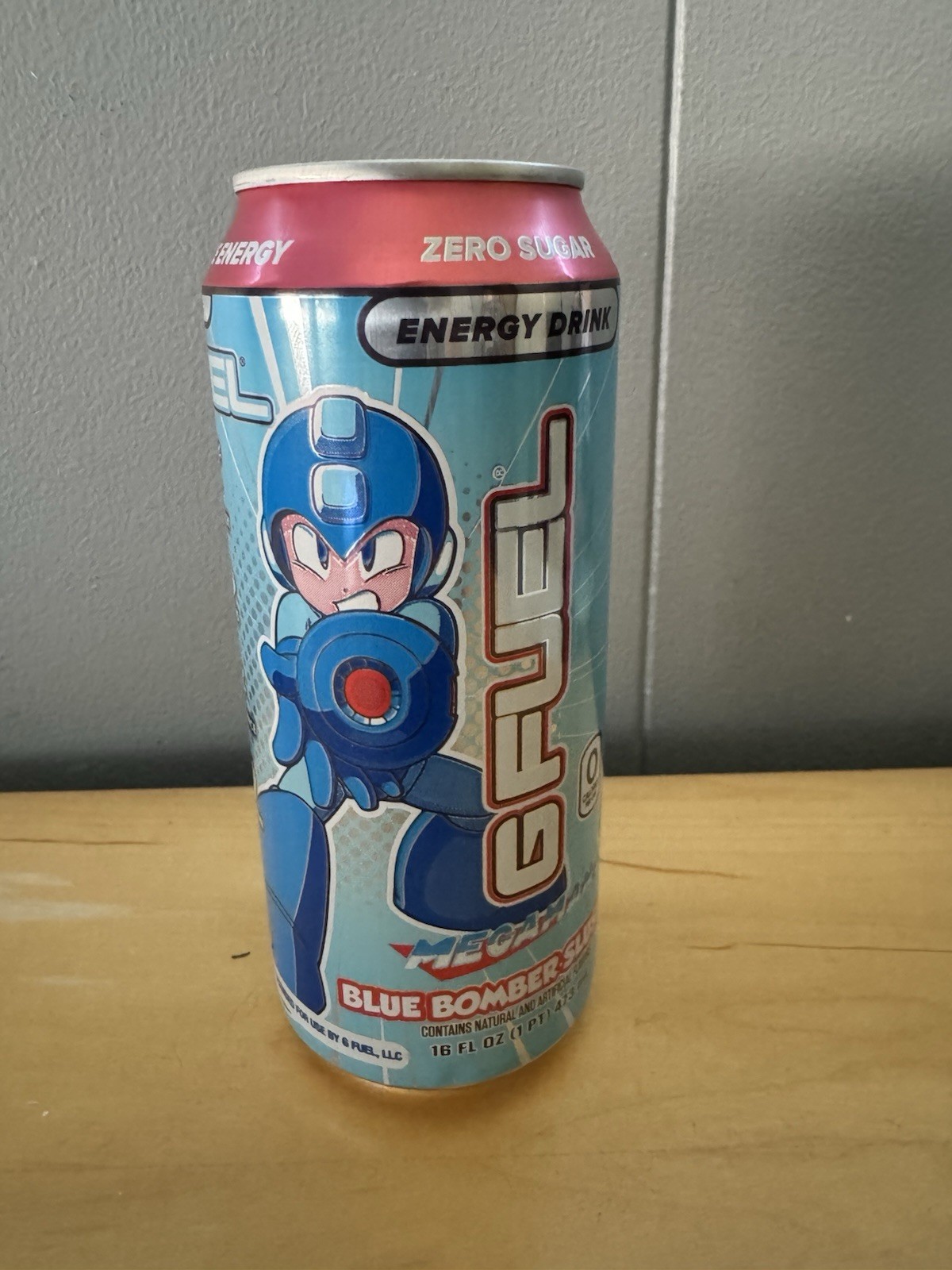 Megaman Blue Bomber Slushee G Fuel Energy Drink Full 16 FL OZ Limited Edition