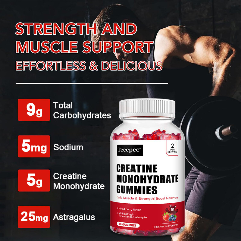 Creatine Monohydrate Gummy Energy Enhancement Improves Muscle