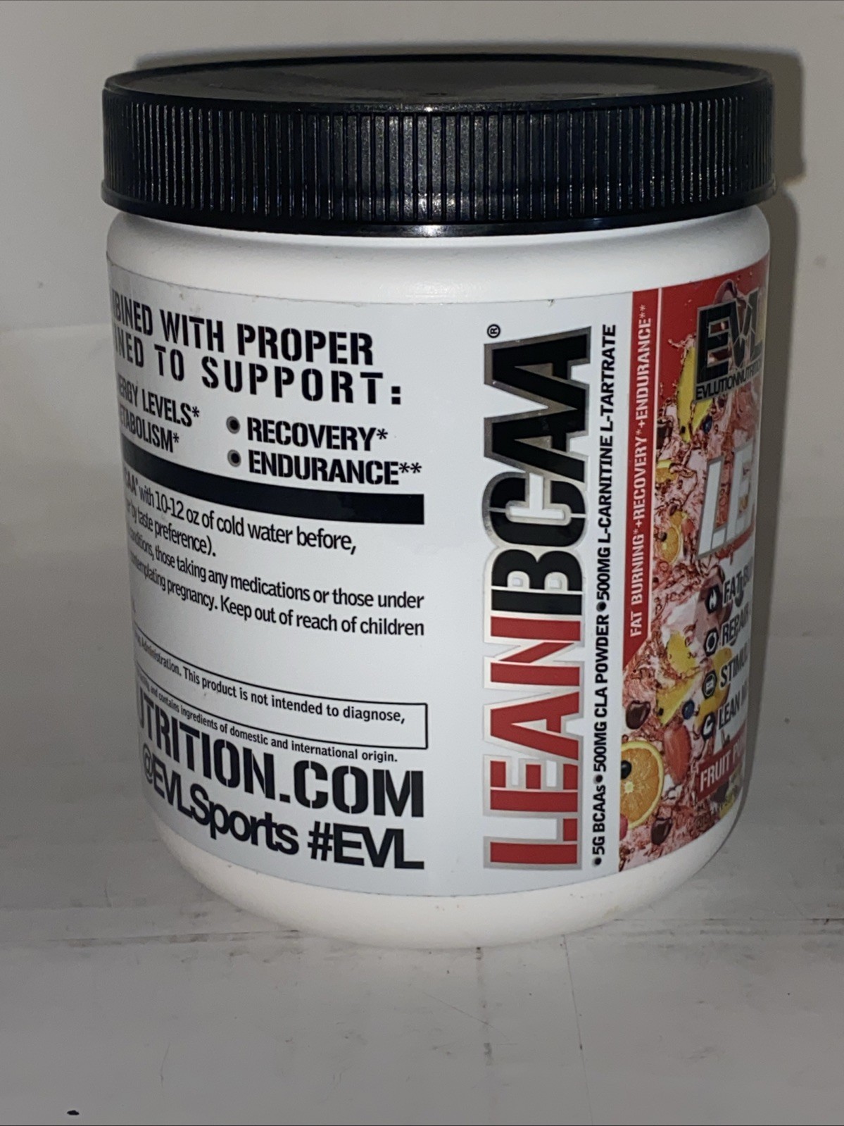 Evlution Nutrition Lean Bcaa Amino Acid Powder Fruit Punch 9.4 Ounce 12/26