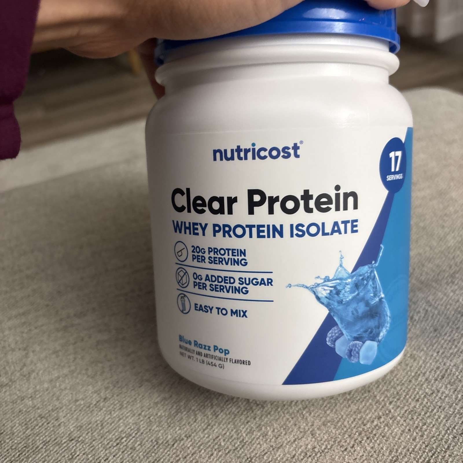 Nutricost Clear Whey Protein Isolate Powder (Blue Razz Pop) 1 LB – 20g Protein