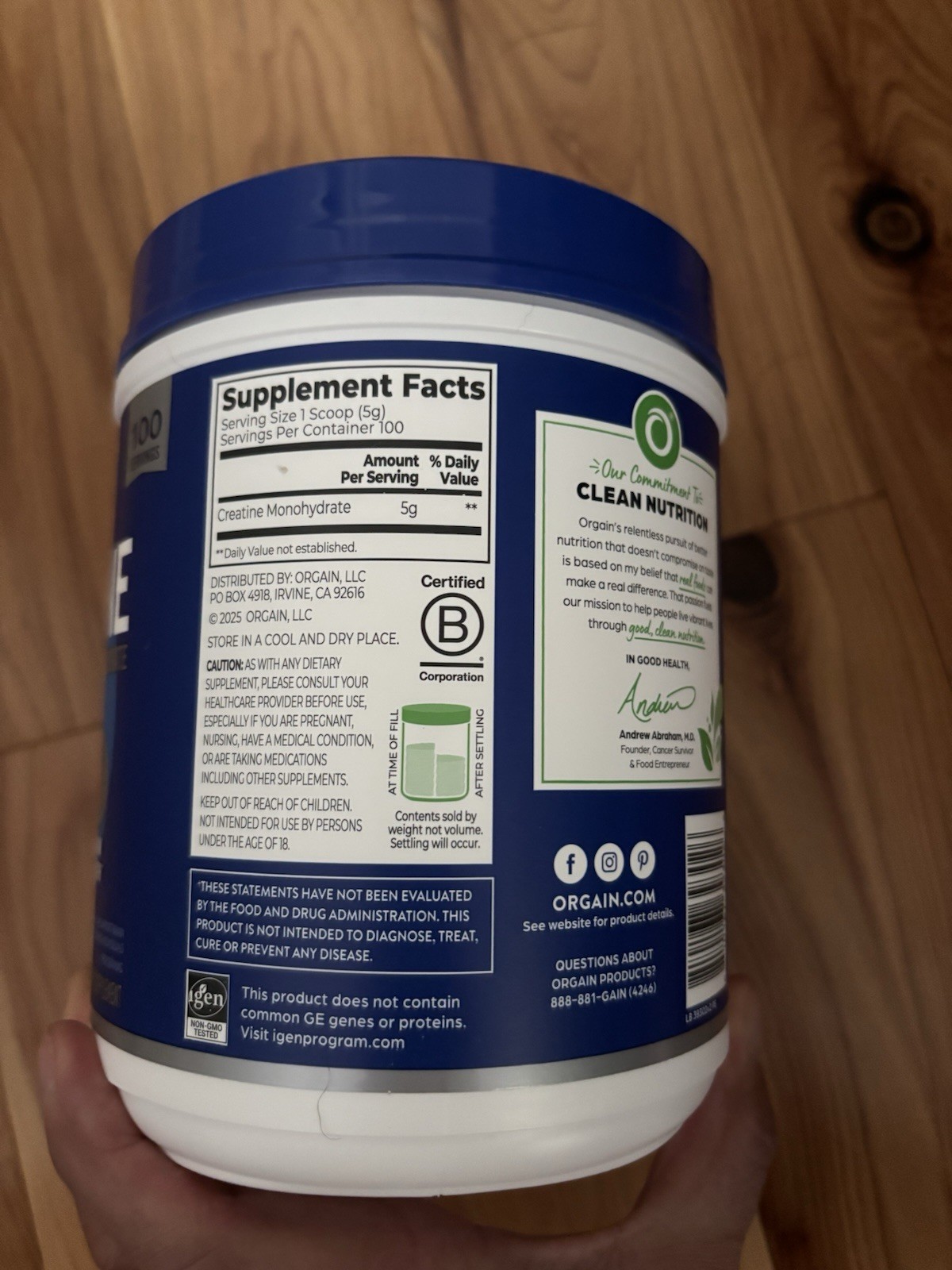 Orgain Micronized Creatine Monohydrate Powder Unflavored 17.64 oz 100 Serv