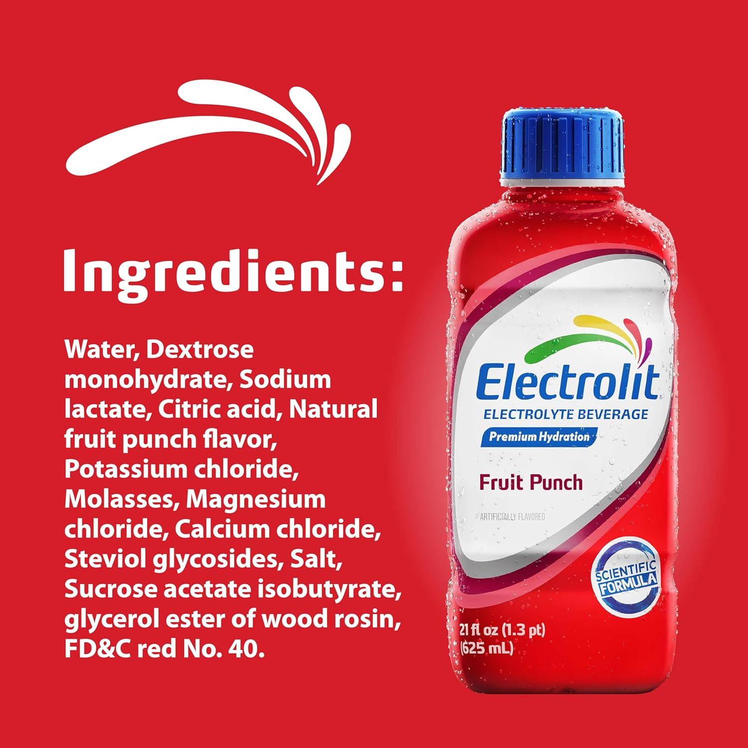 Electrolit, Electrolyte Beverage, Fruit Punch, 21 Fl Oz Bottle (Pack of 12)