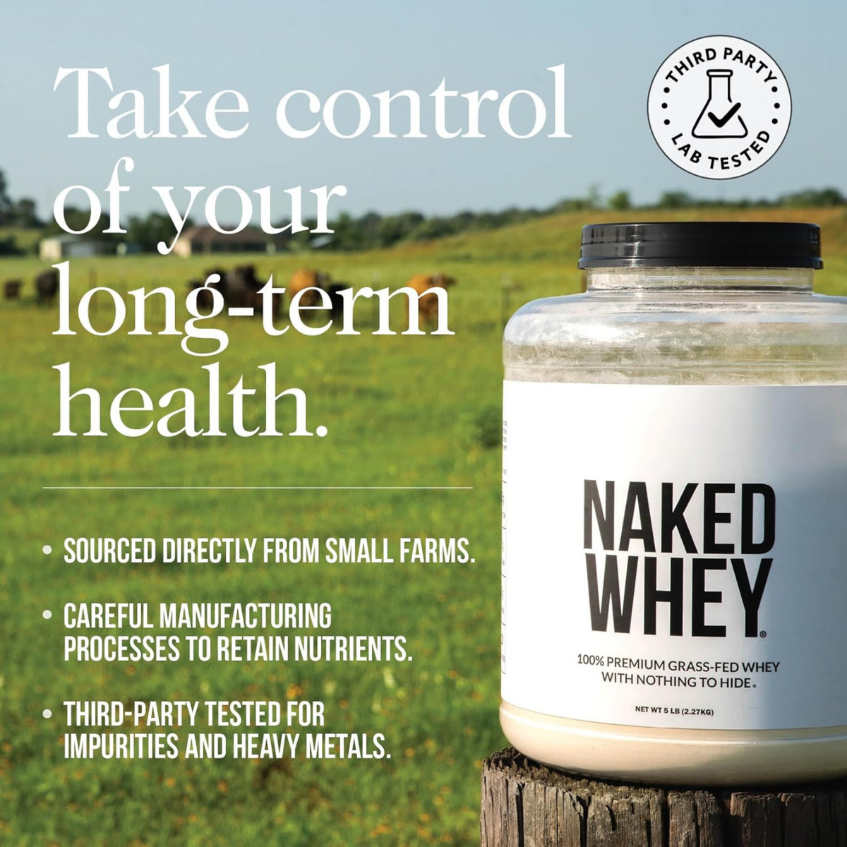 NAKED Whey Vanilla Protein Powder, Grass-Fed, 24 Servings