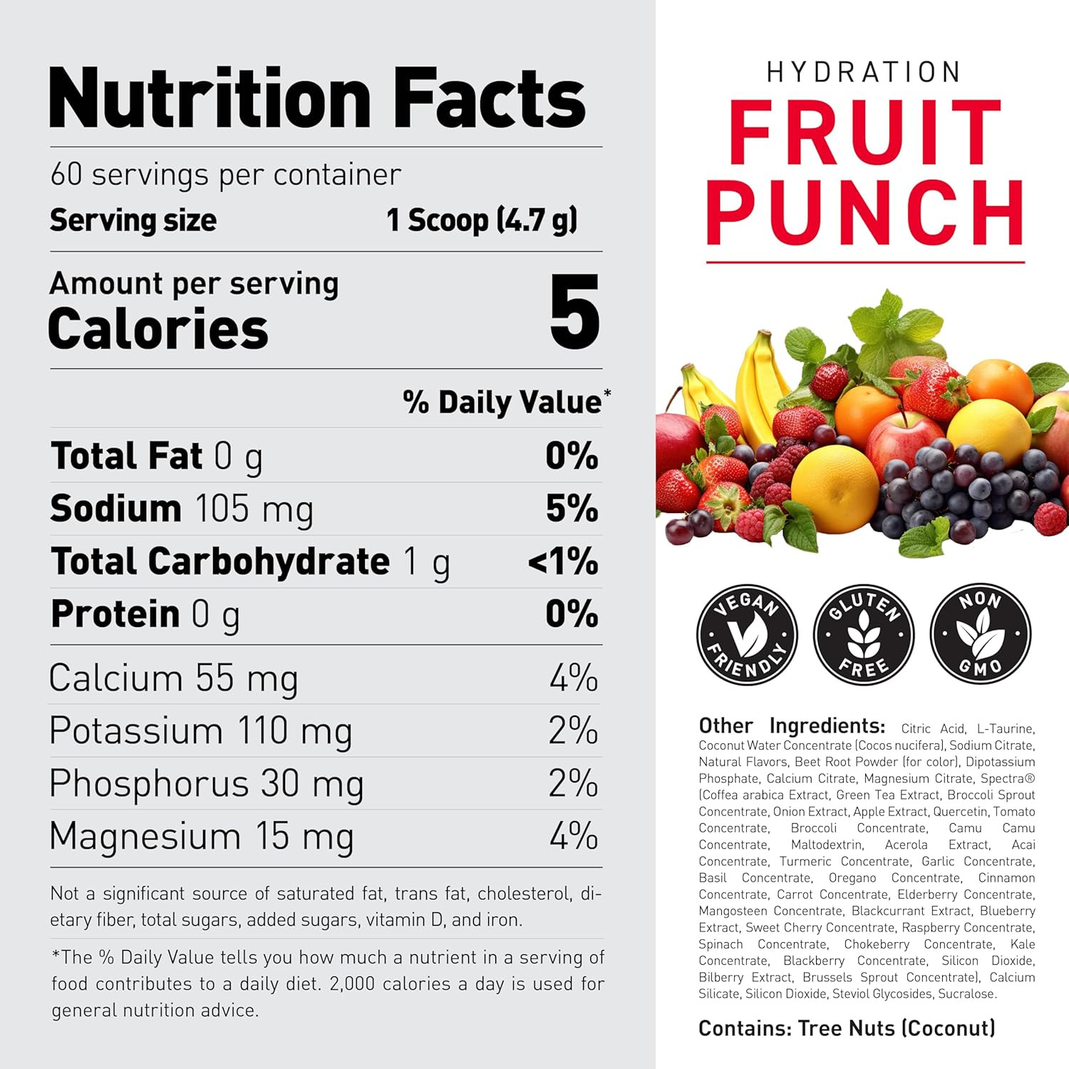 Daily Hydration | 5 Key Electrolytes | Sugar Free | Coconut Water | 60 Servings